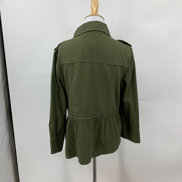 LOFT Ann Taylor Herringbone Jacket Womens M Medium Peplum Wide Sleeves Utility - Picture 5 of 12